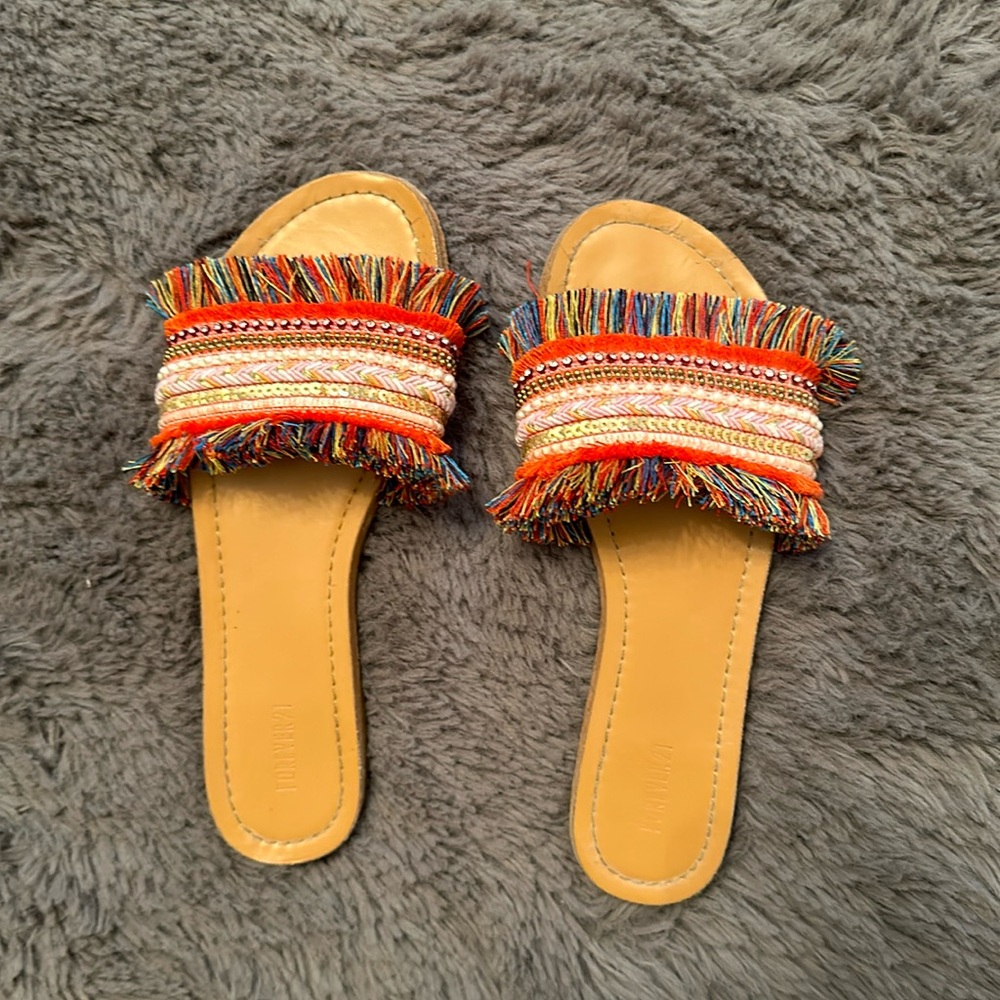 Forever 21 Multicolor Beaded Flat Sandal Size US 6